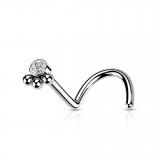 Piercing nez courbé 0.8mm 26 - Gris cristal et billes B