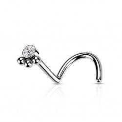 Piercing nez courbé 0.8mm 26 - Gris cristal et billes B