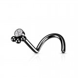 Piercing nez courbé 0.8mm 26 - Noir cristal et billes B