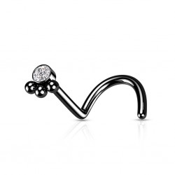 Piercing nez courbé 0.8mm 26 - Noir cristal et billes B