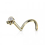 Piercing nez courbé 0.8mm 26 - Jaune cristal et billes B
