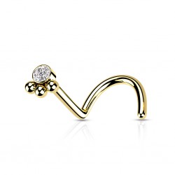 Piercing nez courbé 0.8mm 26 - Jaune cristal et billes B