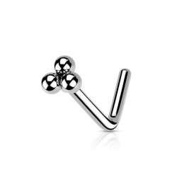Piercing nez courbé 0.8mm 27 - Gris trois billes