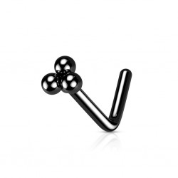 Piercing nez courbé 0.8mm 27 - Noir trois billes