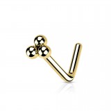 Piercing nez courbé 0.8mm 27 - Jaune trois billes