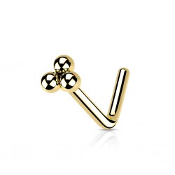 Piercing nez courbé 0.8mm 27 - Jaune trois billes