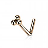 Piercing nez courbé 0.8mm 27 - Rose trois billes