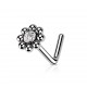 Piercing nez courbé 0.8mm 17 - Gris fleur strass et billes A