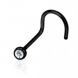 Piercing nez courbé 0.8 ou 1mm 21 - Noir strass transparent