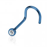 Piercing nez courbé 0.8 ou 1mm 21 - Bleu strass transparent