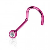Piercing nez courbé 0.8 ou 1mm 21 - Lilas strass transparent