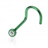 Piercing nez courbé 0.8 ou 1mm 21 - Vert strass transparent