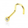 Piercing nez courbé 0.8 ou 1mm 21 - Jaune strass transparent