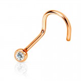 Piercing nez courbé 0.8 ou 1mm 21 - Rose strass transparent