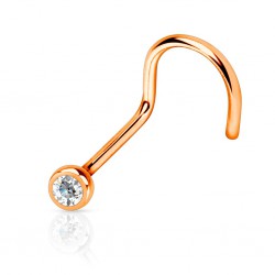 Piercing nez courbé 0.8 ou 1mm 21 - Rose strass transparent