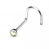 Piercing nez courbé 0.8 ou 1mm 10 - Strass aurora