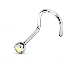 Piercing nez courbé 0.8 ou 1mm 10 - Strass aurora