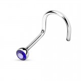 Piercing nez courbé 0.8 ou 1mm 10 - Strass bleu