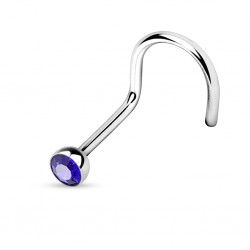 Piercing nez courbé 0.8 ou 1mm 10 - Strass bleu