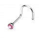 Piercing nez courbé 0.8 ou 1mm 10 - Strass rose