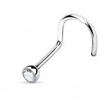 Piercing nez courbé 0.8 ou 1mm 10 - Strass transparent