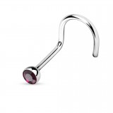 Piercing nez courbé 0.8 ou 1mm 10 - Strass lilas
