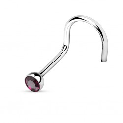 Piercing nez courbé 0.8 ou 1mm 10 - Strass lilas