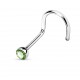 Piercing nez courbé 0.8 ou 1mm 10 - Strass vert-pomme