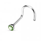 Piercing nez courbé 0.8 ou 1mm 10 - Strass vert-pomme