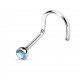 Piercing nez courbé 0.8 ou 1mm 10 - Strass bleu-clair