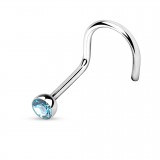 Piercing nez courbé 0.8 ou 1mm 10 - Strass bleu-clair