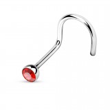 Piercing nez courbé 0.8 ou 1mm 10 - Strass rouge