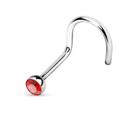 Piercing nez courbé 0.8 ou 1mm 10 - Strass rouge