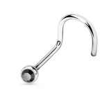 Piercing nez courbé 0.8 ou 1mm 10 - Strass noir