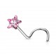 Piercing nez courbé 0.8 mm 22 - Cristal étoile rose