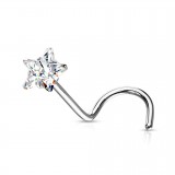 Piercing nez courbé 0.8 ou 1mm 22 - Cristal étoile transparent