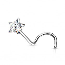 Piercing nez courbé 0.8 ou 1mm 22 - Cristal étoile transparent