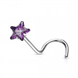 Piercing nez courbé 0.8 ou 1mm 22 - Cristal étoile lilas