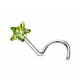 Piercing nez courbé 0.8 ou 1mm 22 - Cristal étoile vert-pomme