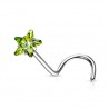 Piercing nez courbé 0.8 ou 1mm 22 - Cristal étoile vert-pomme
