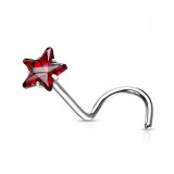 Piercing nez courbé 0.8 ou 1mm 22 - Cristal étoile rouge