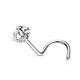 Piercing nez courbé 0.8 ou 1mm 20 - Cristal carré transparent