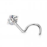 Piercing nez courbé 0.8 ou 1mm 20 - Cristal carré transparent