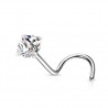 Piercing nez courbé 0.8 ou 1mm 20 - Cristal carré transparent