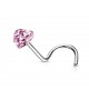 Piercing nez courbé 0.8 ou 1mm 19 - Cristal coeur rose