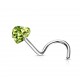 Piercing nez courbé 1mm 19 - Cristal coeur vert-pomme