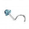 Piercing nez courbé 0.8 ou 1mm 19 - Cristal coeur bleu-clair