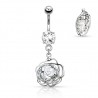 Piercing nombril fleur 06 - Creux gris zircone rond