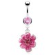 Piercing nombril fleur 28 - Peinte en rose
