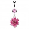 Piercing nombril fleur 28 - Peinte en rose